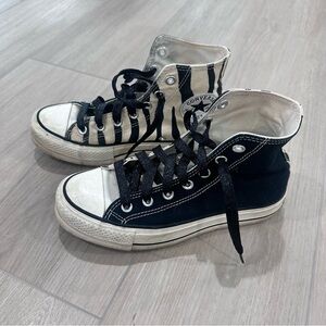 Converse All Star half zebra half black platform high top sneakers size 6.5